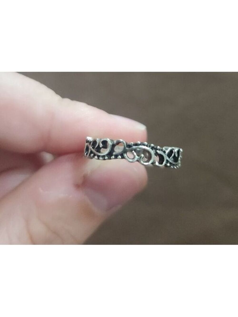 Vintage Style Silver Tone Filigree Scrollwork Ring Size 6.5